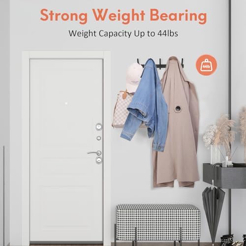 Optish Coat Rack Wall Mount, Coat Hook Wall Mount, Wall Hooks for Hanging, Hat Rack for Walls, Coats Hanger with 10 Hook, Towel Hooks for Bathrooms (1 Pack, Black) - Image 3