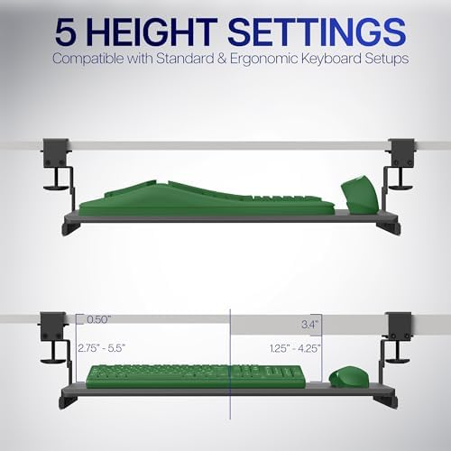 VIVO White Clamp-on 27 x 11 in Adjustable Keyboard Tray, MOUNT-KB05HW - Image 5