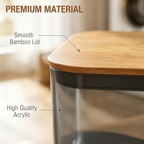 Dryer Sheet Holder with Bamboo Lid, Acrylic Dryer Sheet Container - Image 4