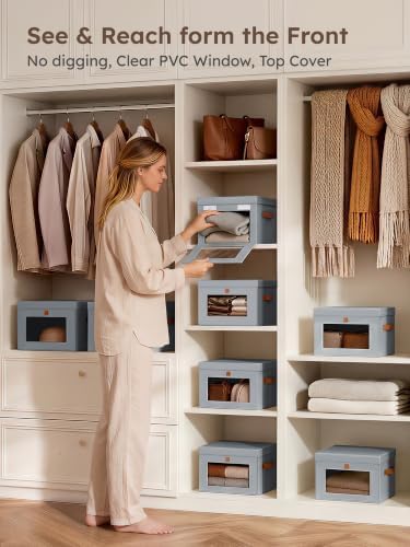 Homsorout Small Closet Storage Bins - Closet Shelf Organizer with Open Window, 6 Pack, Grey - Image 4