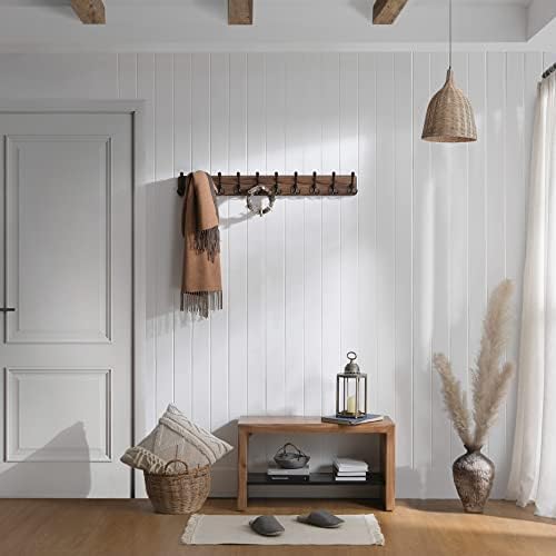 SKOLOO Rustic Coat Rack Wall Mount, 10 Hooks, 38.6'' Long, Solid Wood,Brown - Image 5
