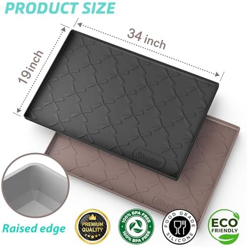 SIKADEER Waterproof Under Sink Mat 34" x 19" Cabinet Protector Silicone Mat - Image 3