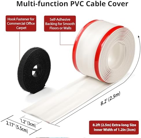 ZhiYo 8.2ft Cord Cover for Wires on Floors or Walls, 2.2in Wide, Off White - Image 2