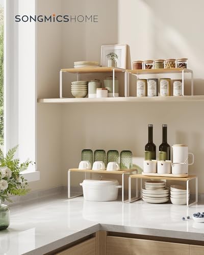 SONGMICS HOME Cabinet Organizer Shelf, Set of 2 Spice Rack, Kitchen Storage - Image 2
