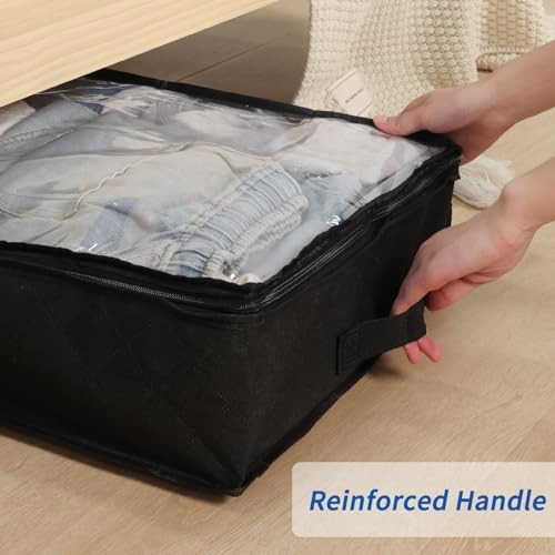 Fixwal Black Underbed Storage Bags with Clear Window and 2 Reinforced Handles Under Bed Storage Containers for Clothing, Bedding, Comforter (2 Pack) - Image 5