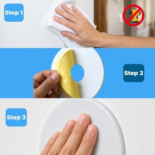 5 Pack Door Bumpers for Wall – 3 Inch Door Knob Wall Protector, Self Adhesive Peel and Stick Door Stopper, Cabinet Door Bumper Pad, Prevents Wall Damage, White - Image 5