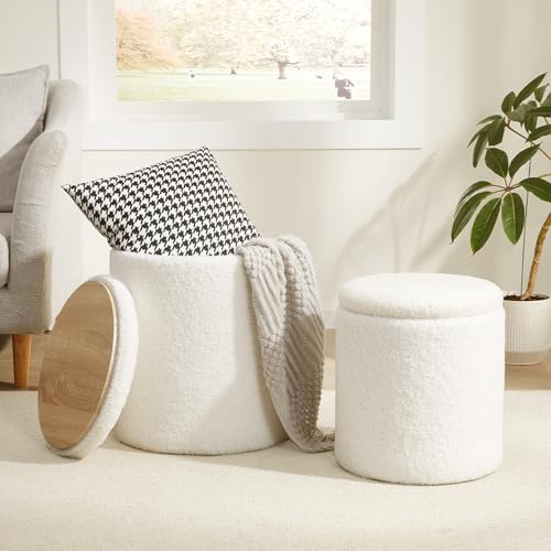 Royal Windsor Round Ottoman with Storage Set of 2, Storage Vanity Stool by RoyalWindsor