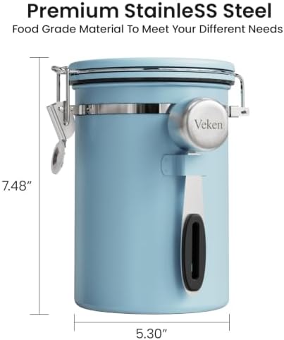 Veken Coffee Canister with Window, Airtight Stainless Steel Container, 22OZ - Image 3