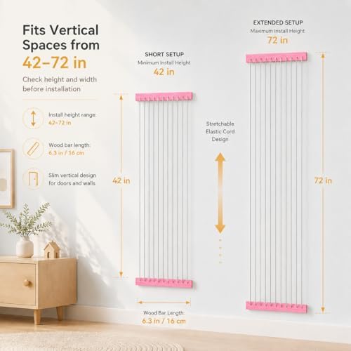 Stuffed Animal Storage Wooden Soft Toy Storage for Kids Room，Wall Mount Door Hanging Stuffed Animal Toy Organizer Shelf for Nursery Play Room Pink -Patent - Image 2