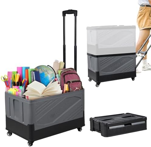 XCBYT 50L Foldable Rolling Crate, Spacious Storage Cart with Wheels by XCBYT