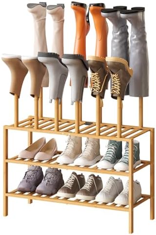 kiplant Tall Boot Rack Organizer - Bamboo Wood Boot Rack Shoe Rack for Entryway & Closet, Holds 6 Pair Tall Boots by Kiplant