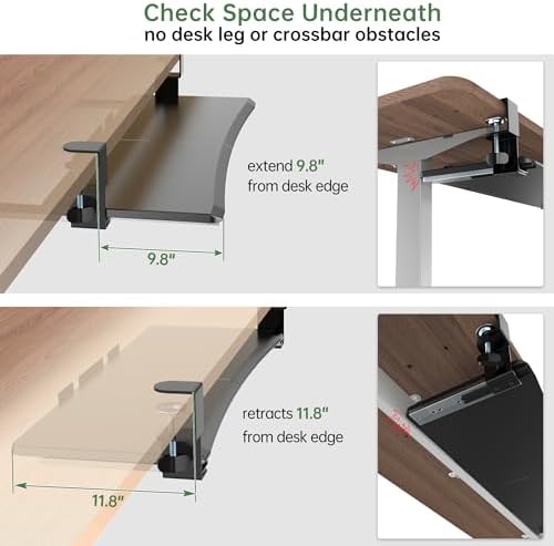 UPGRAVITY Extra Large Keyboard Tray Under Desk - Slide Out with Sturdy C-Clip Mount System, 31.5" (35.8" Including Clamps) x 11.8" Put-Out Keyboard Tray Computer Drawer for Ergonomic Typing, Black - Image 5