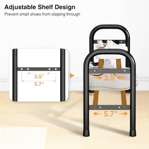 STO STO Expandable Shoe Rack, 2-Tier Metal Small Shoe Rack for Closet, Up to 12 Pairs Adjustable Shoe Rack Storage for Front Door Entrance, Free Standing Shoe Rack Organizer for Entryway, Black - Image 6