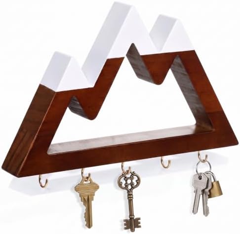 Gerrii Wooden Key Hooks for Wall, Mountain Key Rack with 5 Hook 10 x 5.9 in by Gerrii