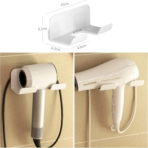 2Pack Hair Dryer Holder with Wire Hook, Self Adhesive Wall Mount - Image 3