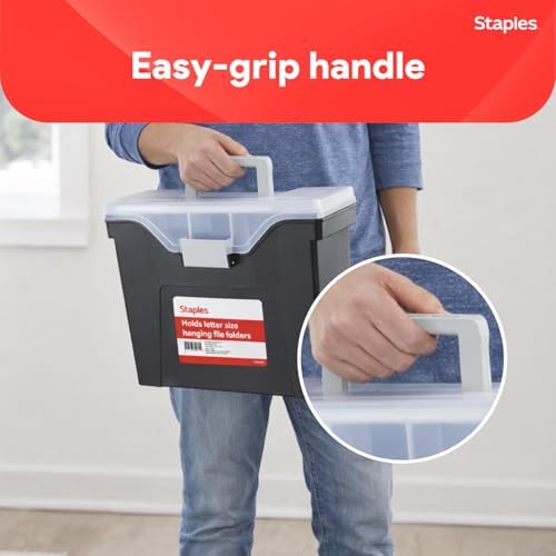 Staples Portable File Box Storage Organizer, Letter Size, Black - Image 5