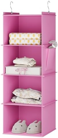 YOUDENOVA Hanging Closet Organizer and Storage, 4-Shelf, Light Pink by YOUDENOVA