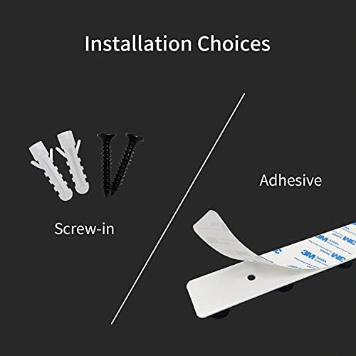 Coat Rack Wall Mounted, Black Coat Hooks Adhesive & Screw in, Stainless Steel Door Hooks for Hanging Hat Towels Clothes, Hook Rail with 6 Round Hangers - Image 4