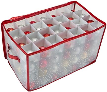 Simplify Organizer Container, Holds Total of 224 Amongst 2 Bags, 2.5” Slots, Durable, See Through for Easy Viewing ornament storage, 112 Count-2PK, Red, AZ-710011-2PK by Simplify