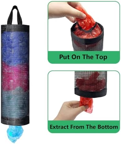 2 Pcs Plastic Bag Holders for Grocery Bags Hanging Mesh Dispenser Organizer - Image 3