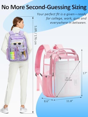 Clear Backpack for School, 17" Heavy Duty Double-Layer Clear Bookbag - Image 3