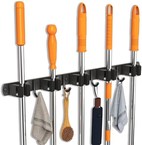 2 Pack Mop and Broom Holder Wall Mount for Kitchen Garden Garage Laundry - Image 3