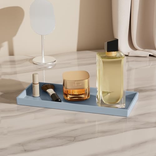Vanity and Bathroom Tray, 11.8" ABS Countertop Organizer,Waterproof Vanity Tray for Toilet Tank,Perfume,Soap,Keys,Bathroom Accessories,Kitchen and Bath Trays,Non Slip Small Trays,Gray - Image 4