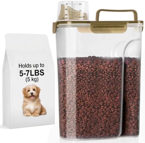 LEAWALK 5-7Lbs Airtight Dog Cat Pet Food Storage Container-Clear Brown by LEAWALK