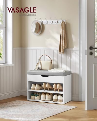 VASAGLE Storage Bench with Cushion, Shoe Bench, 11.8 x 23.6 x 17.3 Inches - Image 2