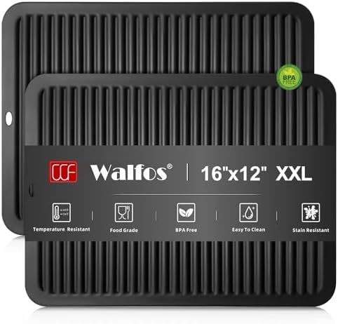 Walfos Large Silicone Trivet 16x12 Inch, Trivets for Hot Pots and Pans, Heat Resistant Pot Holders Hot Pads for Kitchen Quartz Countertops, Hot Dishes, 2 Pack by Walfos