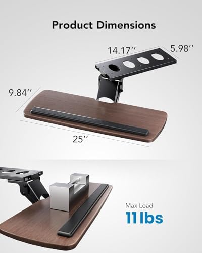 HUANUO Keyboard Tray Under Desk, 360 Adjustable Ergonomic Sliding Keyboard & Mouse Tray, Under Desk Keyboard Tray Slide Out, Keyboard Holder Under Desk for Typing in Home, Office Work, 25"W x 9.84"D - Image 2