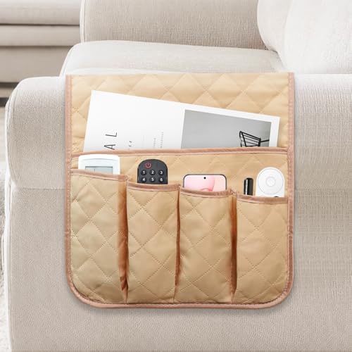 Armchair Caddy for Recliner, Non Slip Sofa Arm Organizer, Khaki by AUVCAS