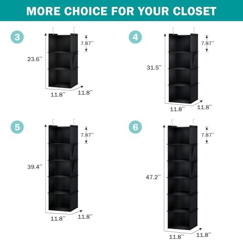YOUDENOVA Hanging Closet Organizer and Storage for Clothes, 5-Shelf, Black - Image 5