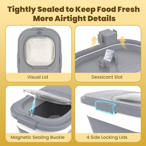 HOYTAMDA 25-35Lbs Collapsible Rice Container,Food Storage Containers Wheels - Image 5