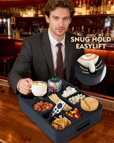 Couch Cup Holder Tray Dual Cup Silicone Organizer – Waterproof Anti-Slip Snack & Drink Tray for Sofa, Bed, Car & Camping, Dishwasher Safe Funny Gift - Image 6