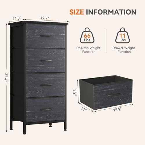 Sweetcrispy Dresser for Bedroom, 4 Drawer Storage Cabinet, Tall Nightstand - Image 3