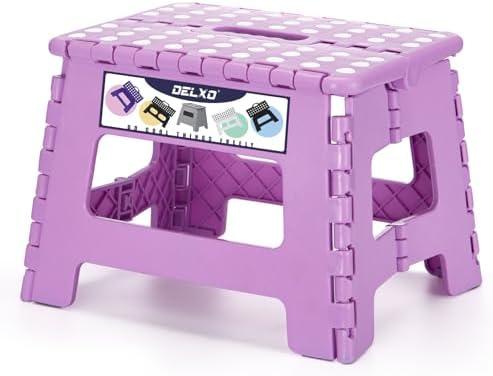 Delxo 9 Inch Kids Step Stool,300 Lbs Folding Step Stool for Toddler Purple by Delxo