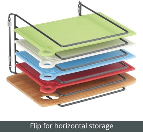 mDesign Pot Lid and Pan Rack — Metal Wire Rack for Cabinets, Pantries or Kitchen Surfaces — Freestanding Pan Stand with 5 Slots for Pans, Pots, Lids and Crockery — Dark Grey - Image 5