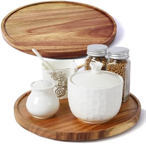 [ 2 Pack ] 12-inch Acacia Wood Lazy Susan Organizers,Turntable for Cabinet by ACIAZAAZ