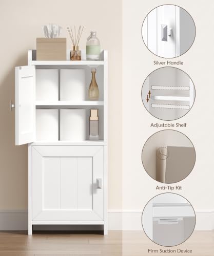 Akxomel Small Bathroom Cabinet Narrow Toilet Paper Organizer White - Image 5
