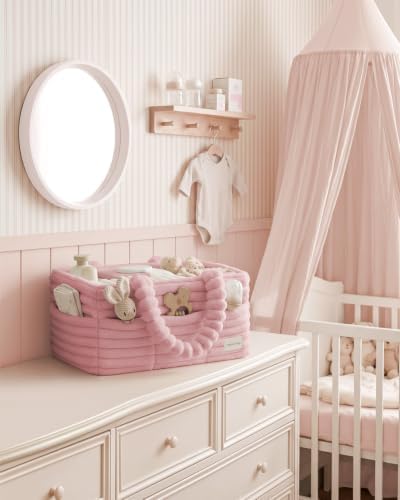 Blissful Diary Flannel Diaper Caddy Organizer & Gift Packaging, Blush Pink - Image 2