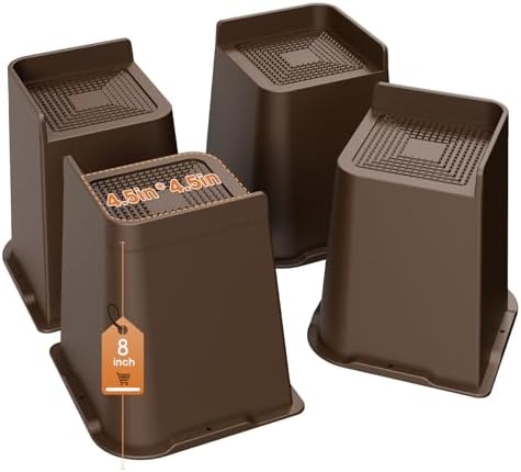 MYMULIKE Bed Risers Heavy Duty, Oversized Furniture Risers, Support Up to 6000 Lbs, Lift 8 inch for Couch, Sofa, Table,Chair (Dark Brown 4 Pack, 8 inch) by MYMULIKEHOME