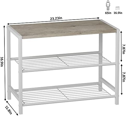 HOMEFORT 3-Tier Shoe Rack, Shoe Storage Shelf, Industrial Shoe Tower, Narrow Shoe Organizer for Closet Entryway, Small Shoe Rack Table with Durable Metal Shelves, White Oak - Image 3