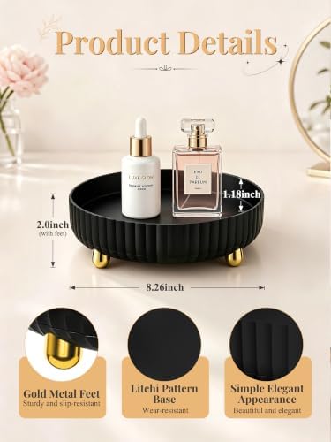 360 Rotating Makeup Organizer - Perfume Vanity Skincare Tray Black - Image 4