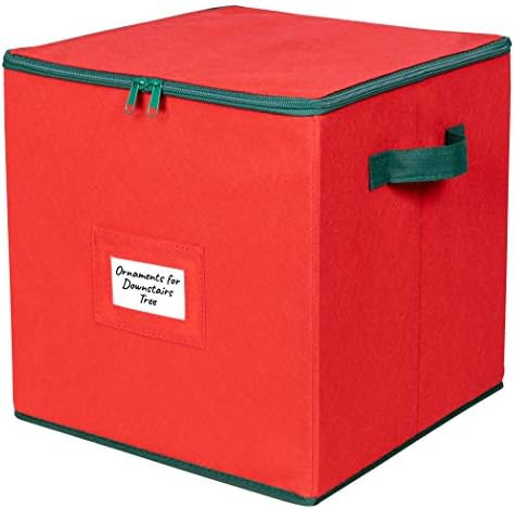 HOLDN’ STORAGE Christmas Ornament Storage Box Christmas Decor Storage Containers that Store up to 64 – 3” x 3” Holiday Xmas Ornaments – Adjustable Compartment To Fit Many Sizes Ornaments – Red - Image 4