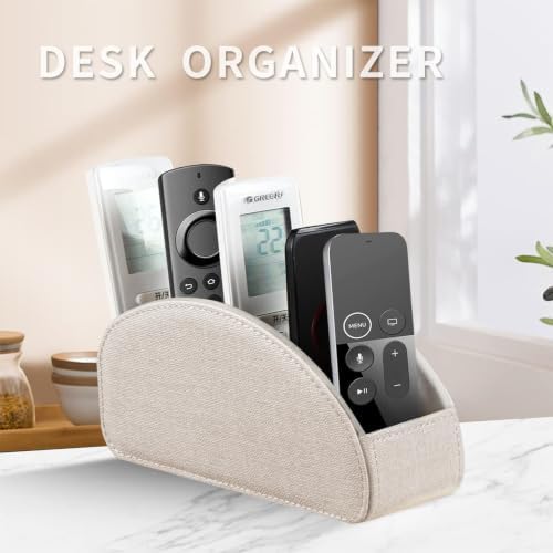 PU Leather TV Remote Control Holder/Caddy for Table with 5 Compartments - Image 2