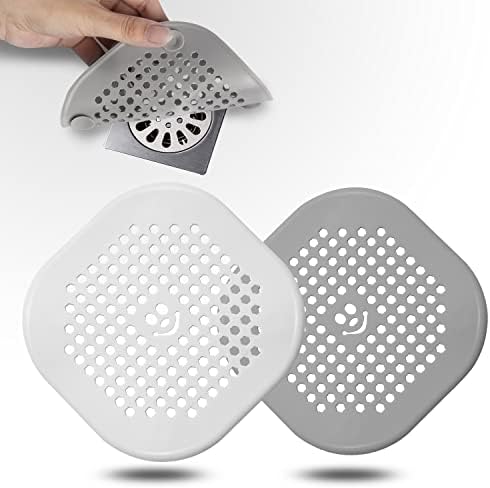 2 Pack Drain Hair Catcher Silicone Drain Protector Hair Stopper with Suction Cup for Shower Kitchen Bathroom White Grey by Couidlmakeslifecolorful