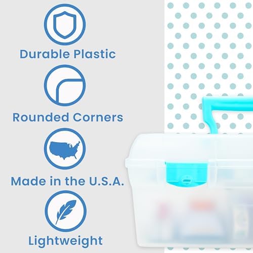 ArtBin Essentials Lift-Out Tray Craft Box with Handle, Clear/Aqua - Image 3