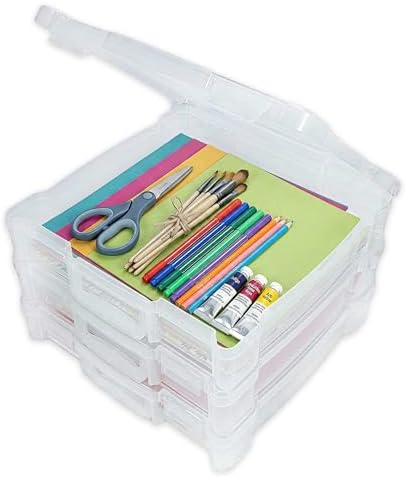 ArtBin 12 x 12 Craft Organizer with Handle, 3 Pack, Clear by ArtBin