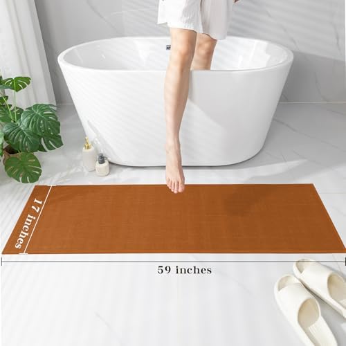 chakme Bathroom Rugs Mat 59x17, Ultra Thin Bath Rug Non Slip Runner Quick Dry Absorbent Bath Mat for Bathroom, (Orange, 59"x17") - Image 2